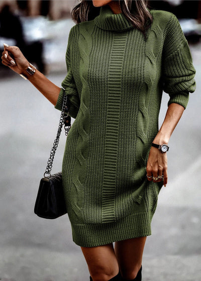 Flavia - Langärmeliges Strickkleid mit Rollkragen