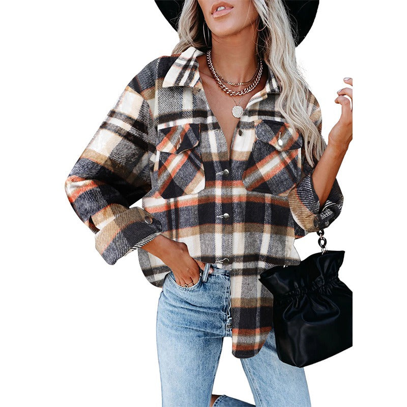 Mercedes - Damen Karo Jacke aus Wolle