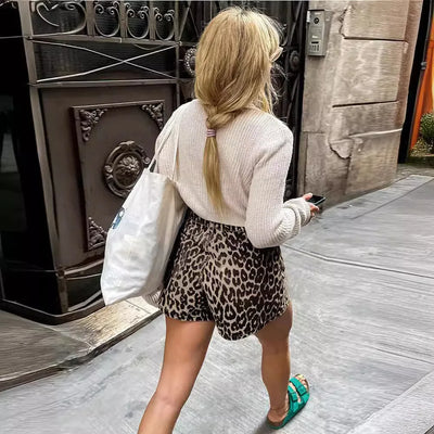 Fern - Denim Leopard Shorts