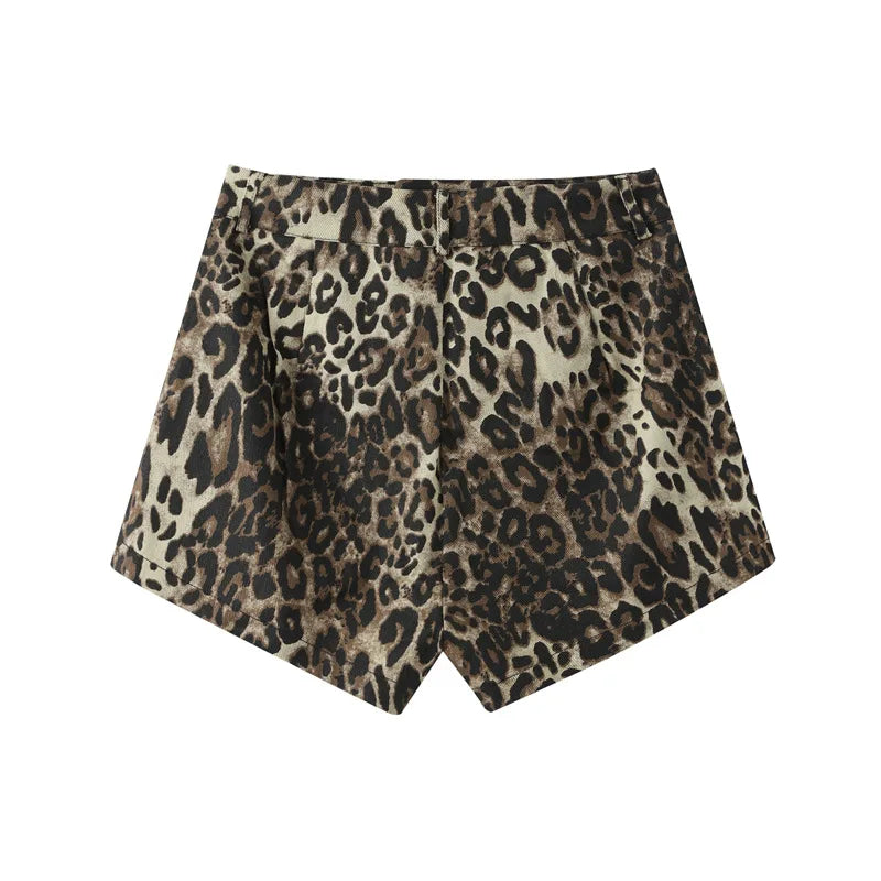 Fern - Denim Leopard Shorts