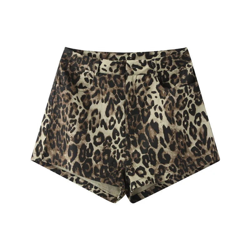 Fern - Denim Leopard Shorts