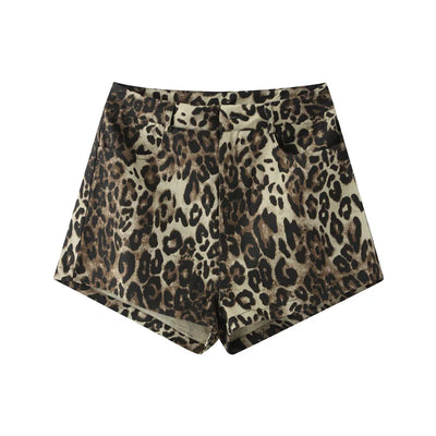 Fern - Denim Leopard Shorts