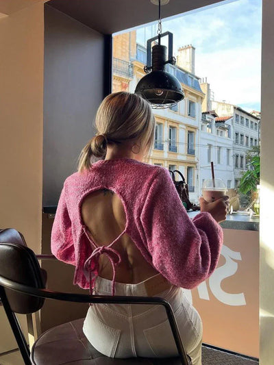 EMMA | Strickjacke mit Offenem Rücken für Damen