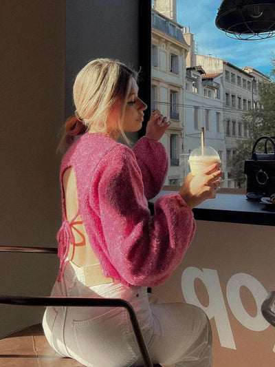 EMMA | Strickjacke mit Offenem Rücken für Damen
