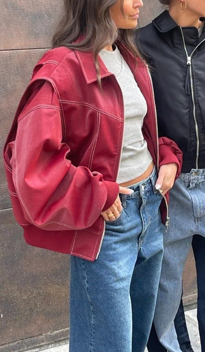 Faye -Oversized Lederjacke