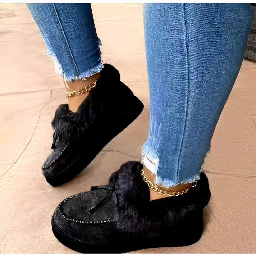 Deirdre - Warme Schnürstiefel aus Baumwollsamt