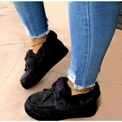 Deirdre - Warme Schnürstiefel aus Baumwollsamt