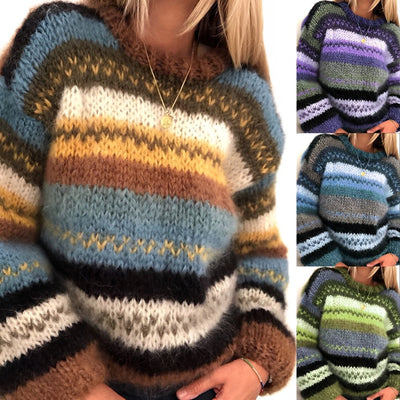 Farah - Langärmeliger Regenbogen-Pullover