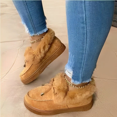 Deirdre - Warme Schnürstiefel aus Baumwollsamt